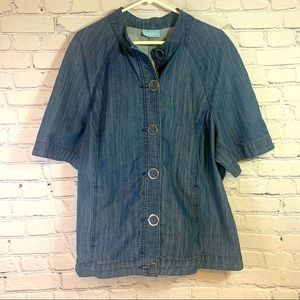 🟢Chambray Top with Oversized Buttons 2XL (CLEARANCE)